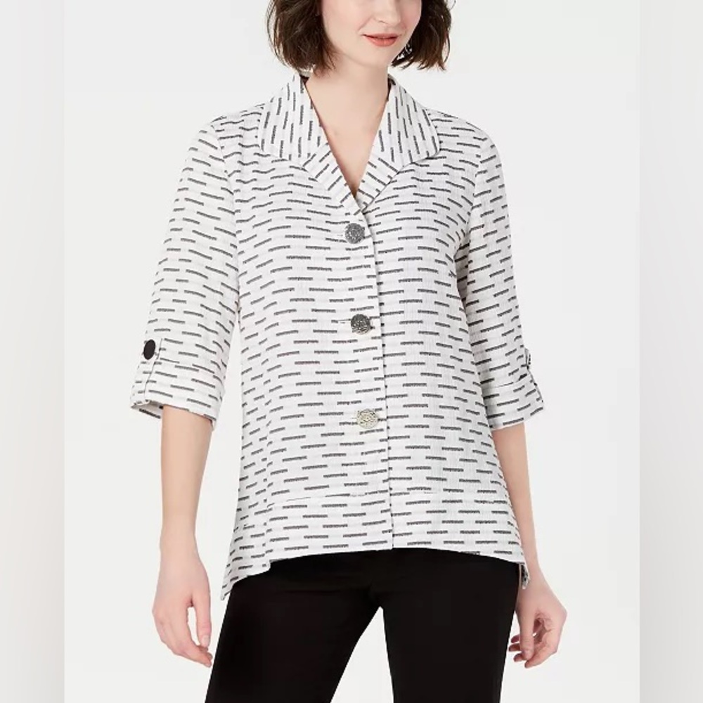 JM Collection Crinkle Texture Button-Up Jacket Size 2X